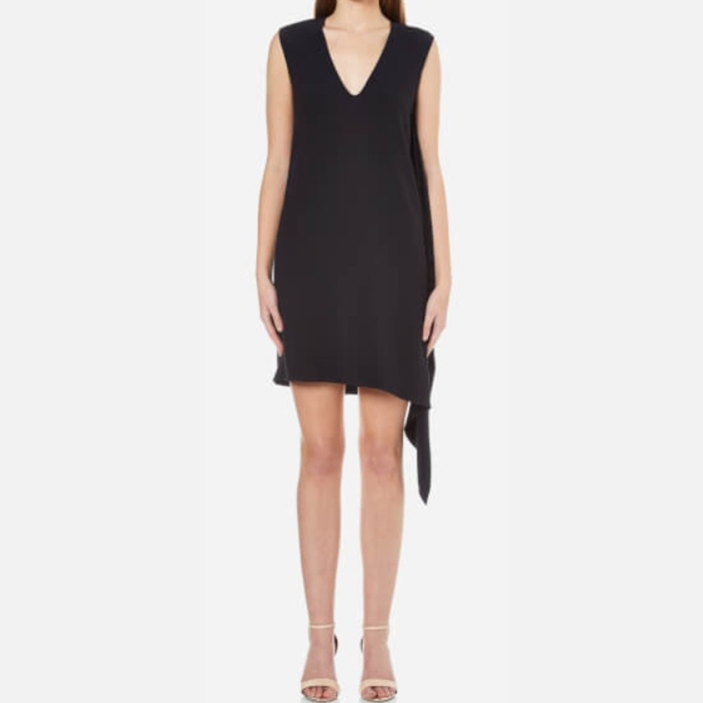 Helmut Lang Side Drape V Neck Dress